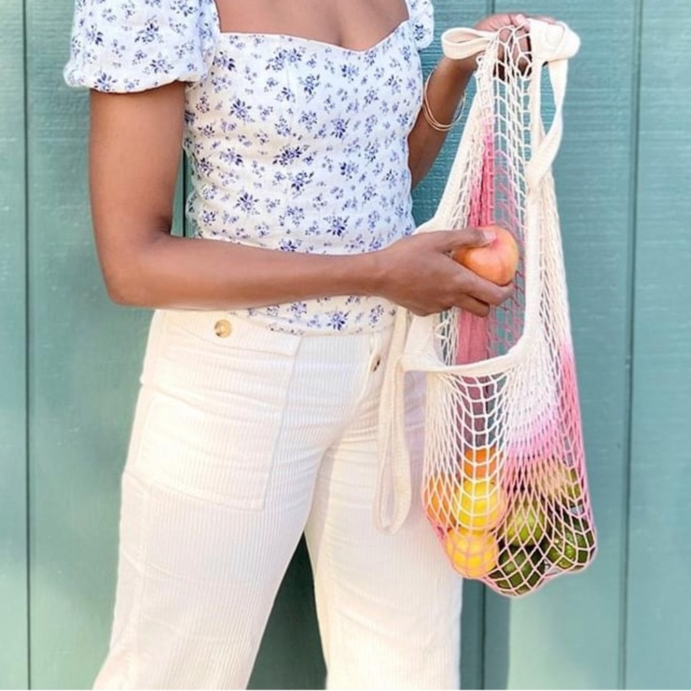 Camp Collection Pink Ombré Dipped Reusable Net Tote